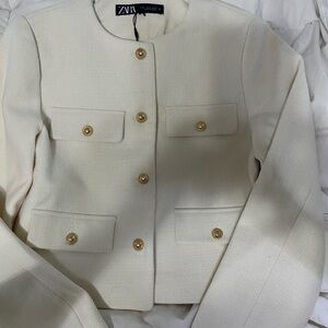 Zara Ivory Blazer with Gold Buttons